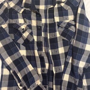 Women’s Frye Classic Navy and White Buffalo Check Button-Down Shirt
